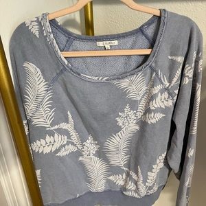 Z supply tropical cropped off the shoulder sweatshirt